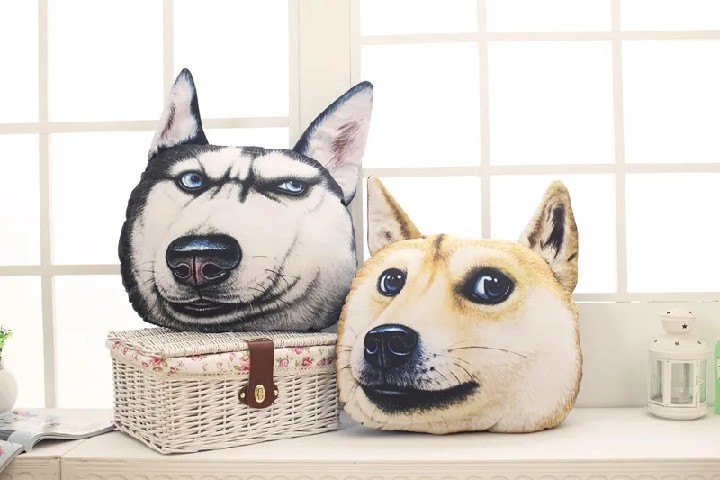 Креативная объемная большая подушка в виде головы собаки хаски мягкая игрушка |