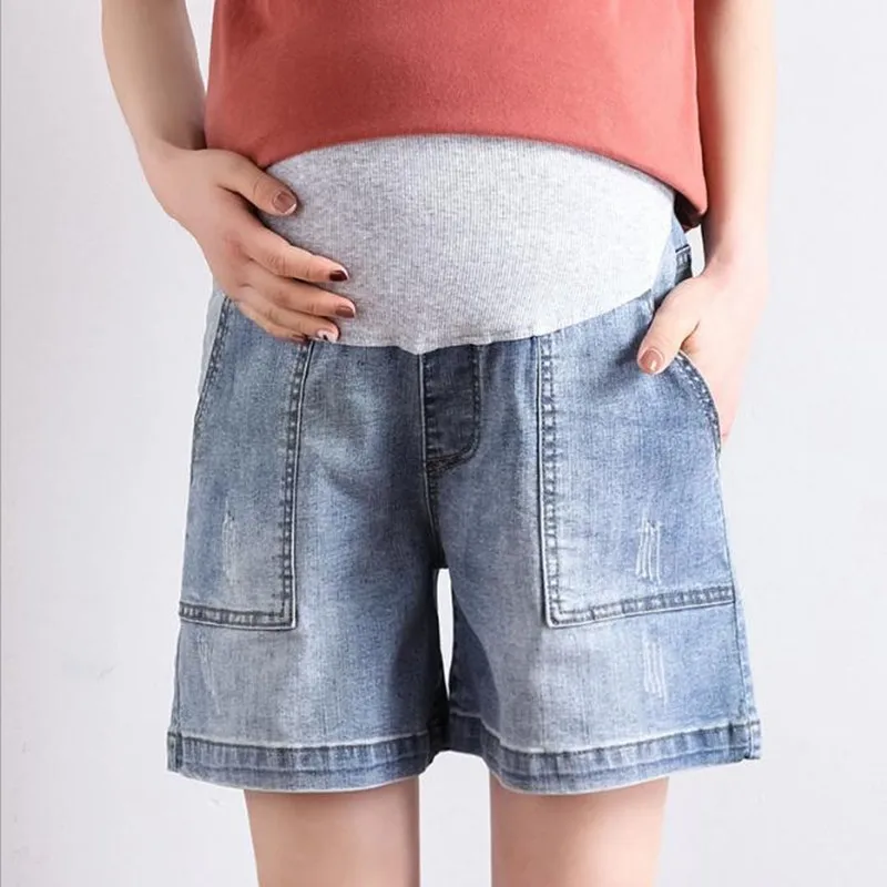 

Large size maternity shorts soft stretch denim shorts pregnant women loose stomach lift shorts summer new women denim shorts