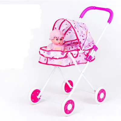 Only the small car Большое колесо, складная детская коляска, набор игрушек для ролевых игр, детская железная тележка для девочек, игровой домик, игрушки, тележка для кукол - Цвет: Only the small car