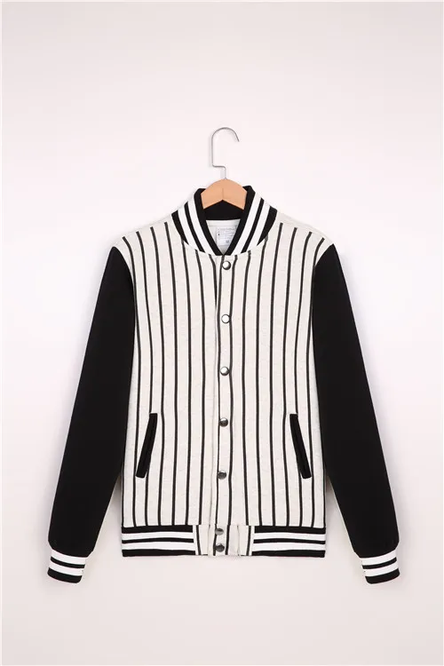 Stripes white Весенне-осенняя Молодежная куртка бейсбольная рубашка бомбер куртки пэчворк цвет Толстовка университетские куртки S-XXXL - Цвет: Stripes white