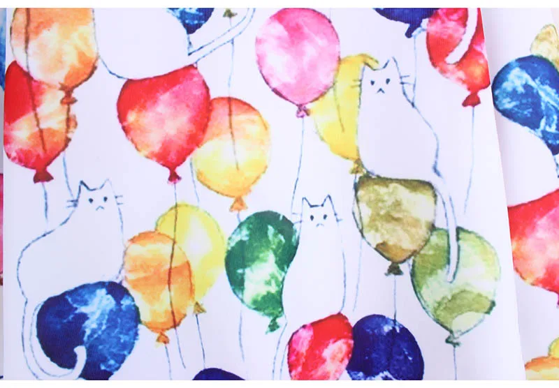 Женский Укороченный свитшот с рисунком кота и воздушных шаров повседневный