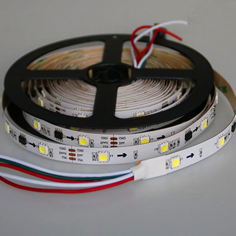 5 м DC12V ws2811 светодиодные ленты белый/теплый белый одноцветный 30/60 светодиодов/м 1 ic