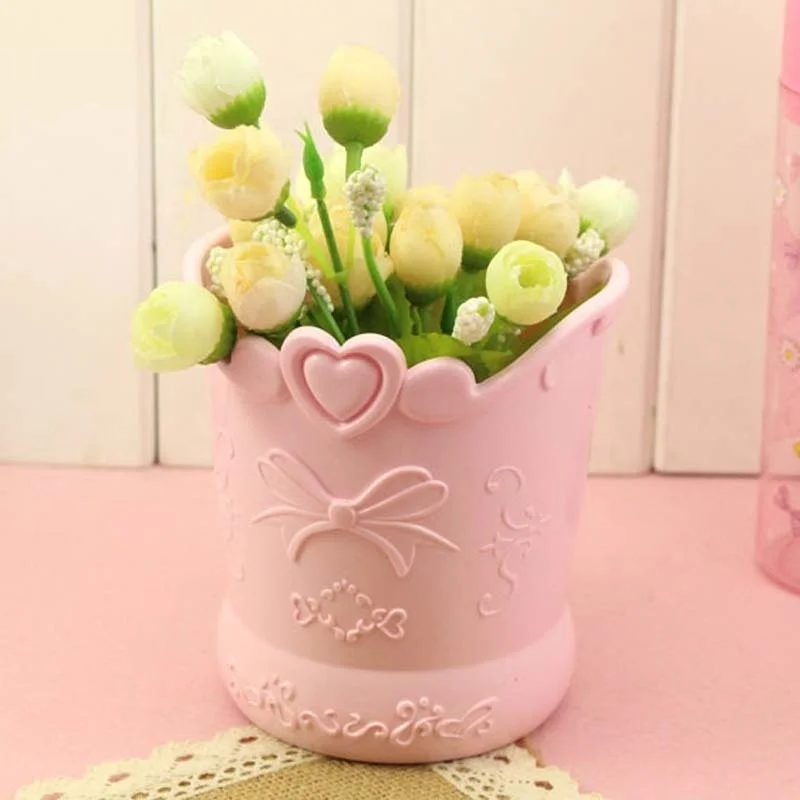 pink Милый Бант ручка держатель разноцветные конфеты кавай розовый карандаш Органайзер коробка подставка контейнер офисные школьные принадлежности Кухонные банки - Цвет: pink