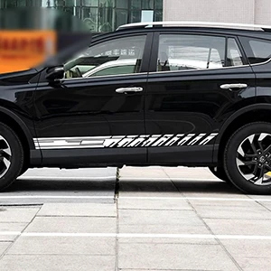 gloss white Автомобильные наклейки 2 шт. крутые гоночные боковые двери с графическим узором винилы Защита от царапин автомобильные аксессуары наклейки на заказ для toyota rav4 - Название цвета: gloss white