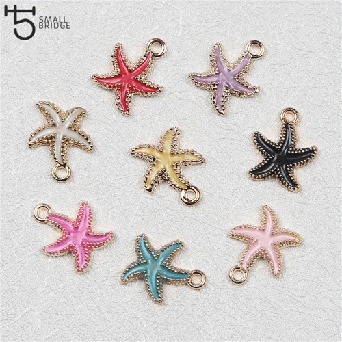 Starfish 8pcs 24 шт., смешанные эмалированные Подвески с морской звездой для изготовления ювелирных изделий, браслетов, самодельных ожерелья, ювелирных аксессуаров, рукоделия, раковины, раковины - Цвет: Starfish 8pcs