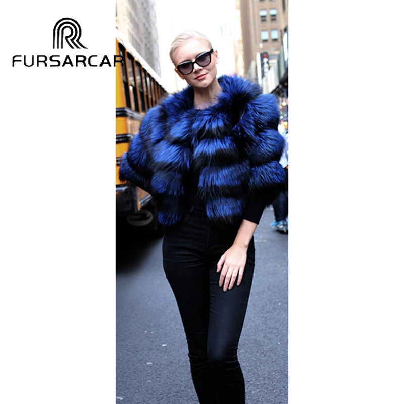 Роскошное Женское зимнее пальто FURSARCAR из натуральной кожи Женская куртка Меха
