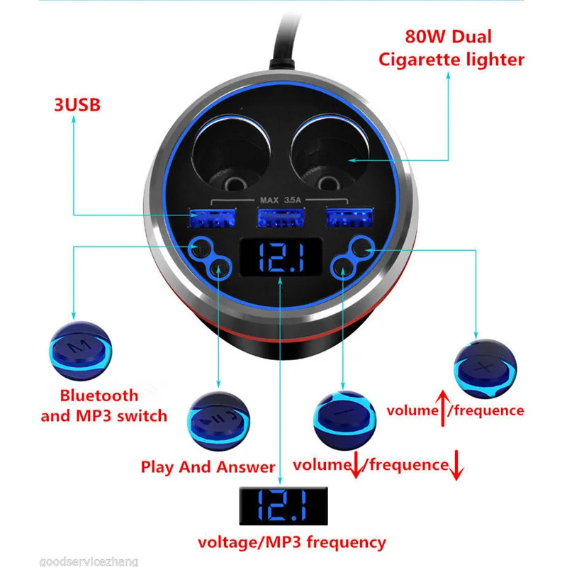 Автомобильное зарядное устройство Handsfree FM передатчик MP3 чашка Bluetooth