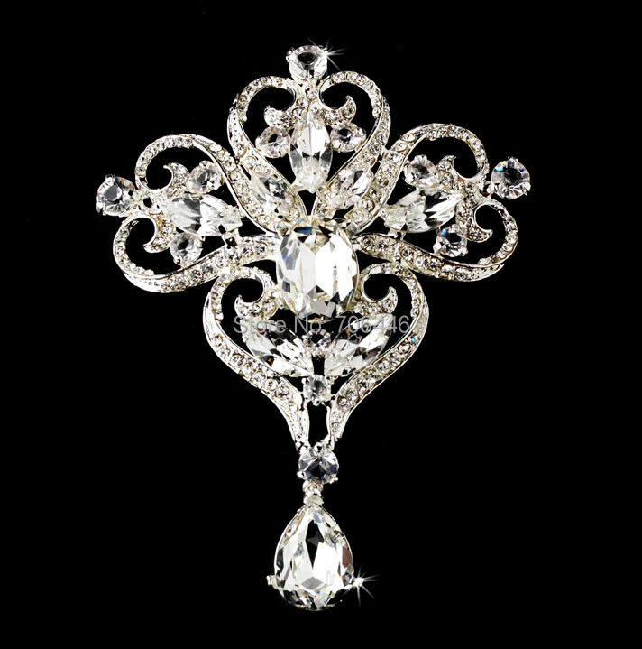 3 75 дюймов Украшенные стразами диамантовая кристальная капля крупные Свадебные