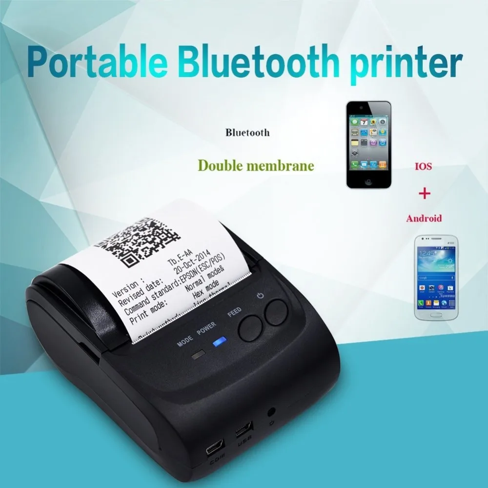 Mini Bluetooth Printer Thermal Receipt 58mm Pocket POS Support For IOS Android Windows | Компьютеры и офис