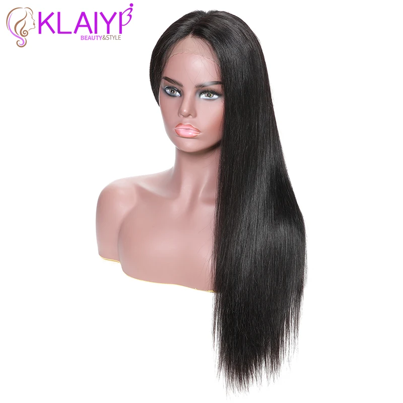 Klaiyi волосы прямые remy волосы 13*6 дюймов кружевные передние парики человеческие волосы парики с детскими волосами натуральные 1"-28" дюймов плотность 150%& 180