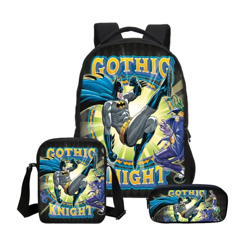 3 шт. Бэтмен человек летучая мышь герой мальчики девочки школьная сумка рюкзак
