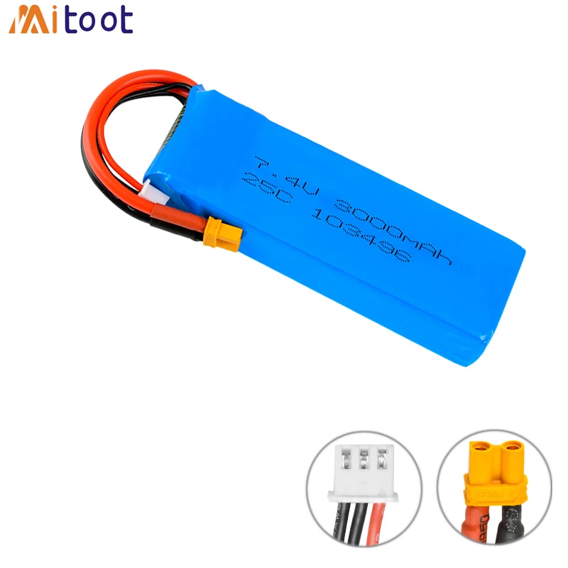 Аккумуляторная батарея для квадрокоптера MJX B6 B8 Bugs 6 7 4 В 3000 мАч 25C 2S|Детали и