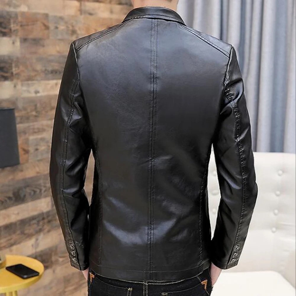 

New England Leather Jacket Men Autumn Nice New Leather Coat Male Fashion Slim Motorcycle Clothing Solid Color Black Outerwear