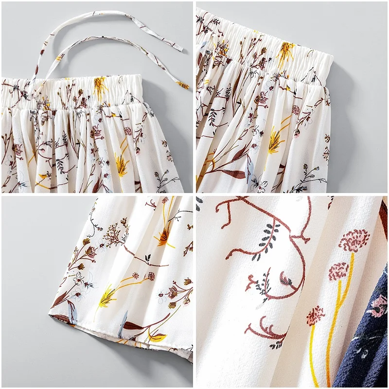 Плиссированные Женские шорты в горошек летние белые широкие шифоновые с высокой