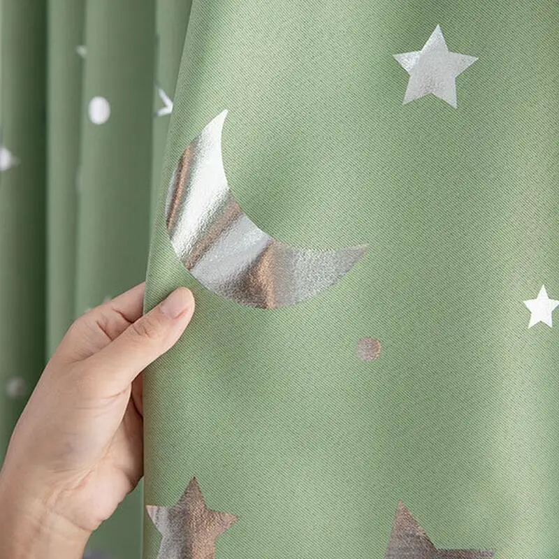 Green Cloth Мультяшный лунный занавес с большими звездами для детской комнаты, затемненный занавес, драпировка, изоляция, окно, спальня, штора, на заказ, X566#30 - Цвет: Green Cloth