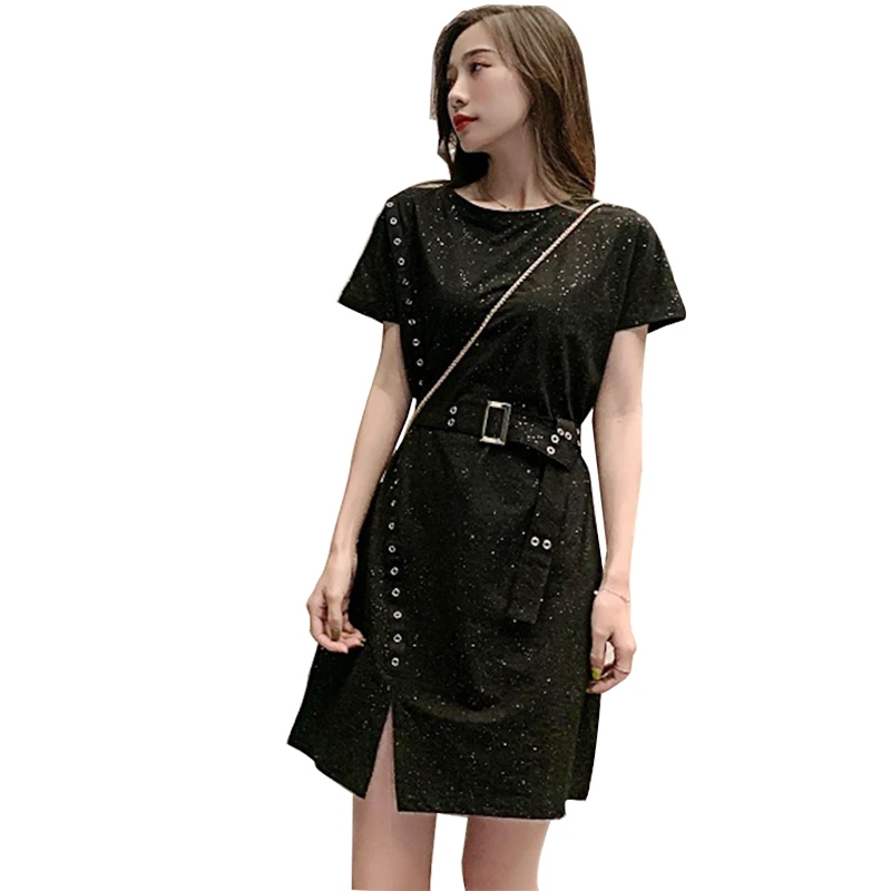 Женское платье-футболка Trytree повседневное однотонное платье в горошек из