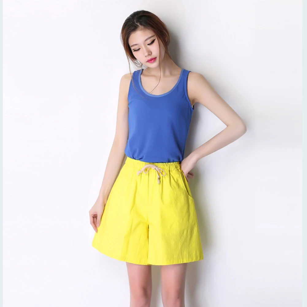 Новый Богемия короткие для женщин летние повседневное Drawstring свободные шорты из