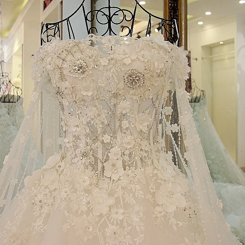 LS57009 Romantic Bridal dresses 2016 with Long Cape Ball Gown Corset Back Robe De Mariee Online Shop China100% Real Image | Свадьбы и