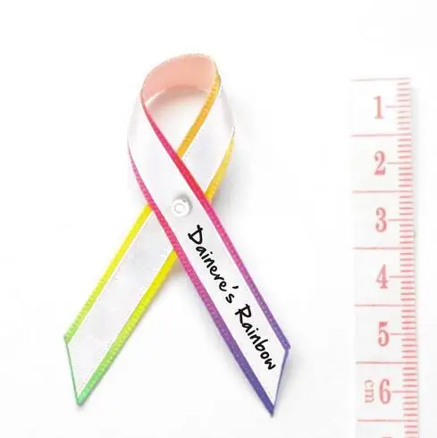 

500pcs Rainbow Awareness Ribbon with White Ribbon Bows with Butterfly Brooch