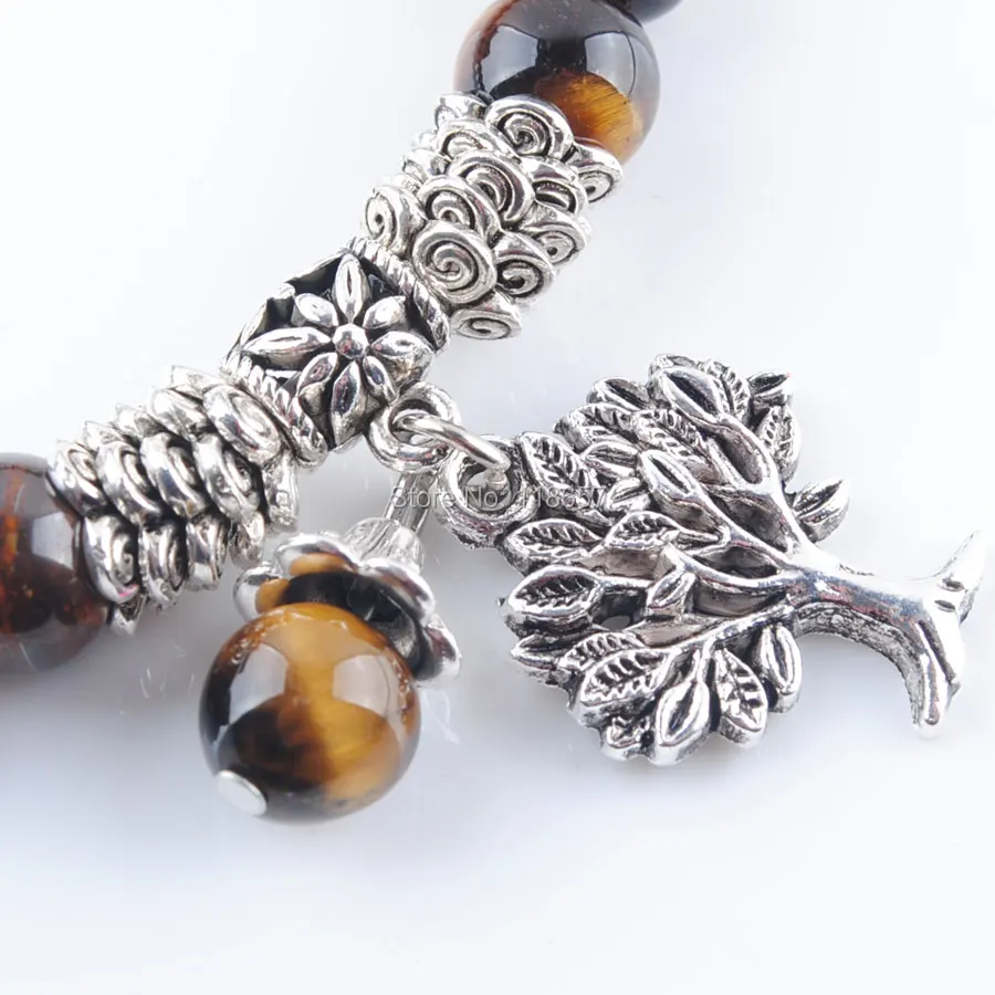 YOWOST Free Shipping Natural Gem Stone Bracelet Mala Beads Tree Of Life Charms Meditation Ethnic For Women Jewelry IBK324 | Украшения и