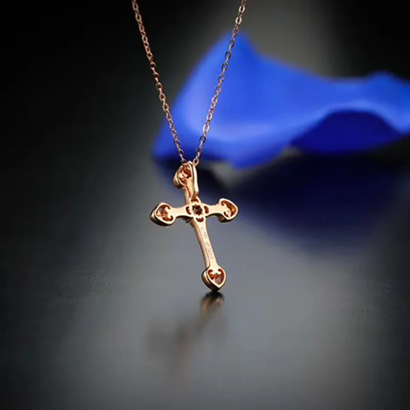 Aazuo Real 18 K желтое золото розовое золото с настоящими бриллиантами микро проложили оригинальность Крест подвеска-ожерелье подаренное для женщин Au750
