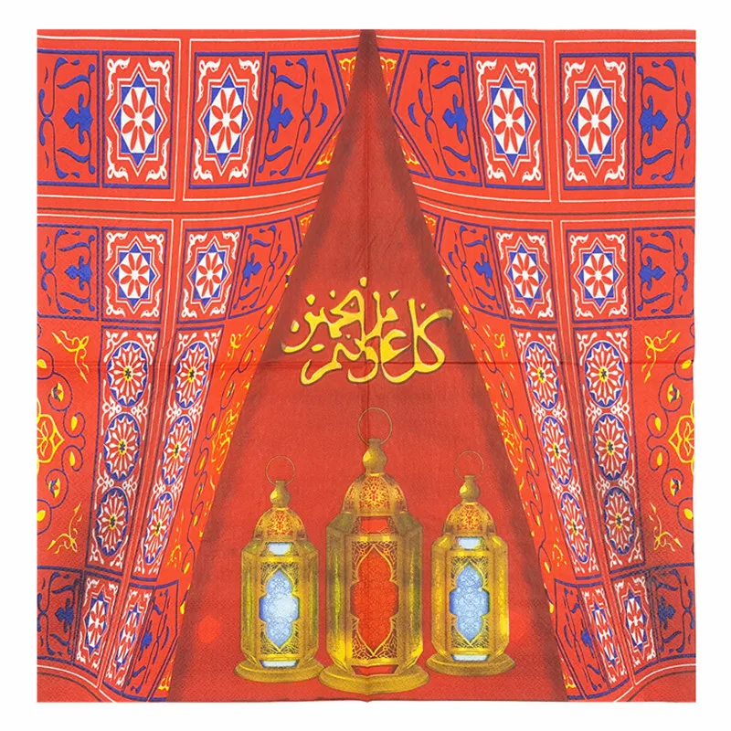 Винтаж бумажная салфетка для декупажа красный тканевый цвета: золотистый синий