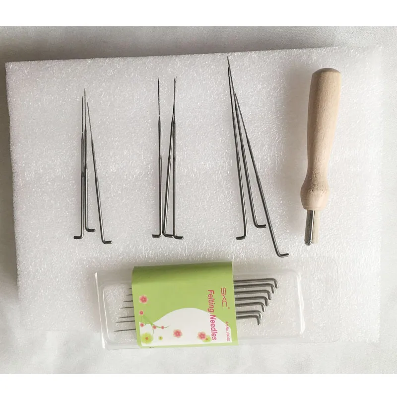 WFPFBEC wolvilt wool for needle felting roving fiber tools kit handle FELTING NEEDLE with needles crafa naaldvilten | Дом и сад