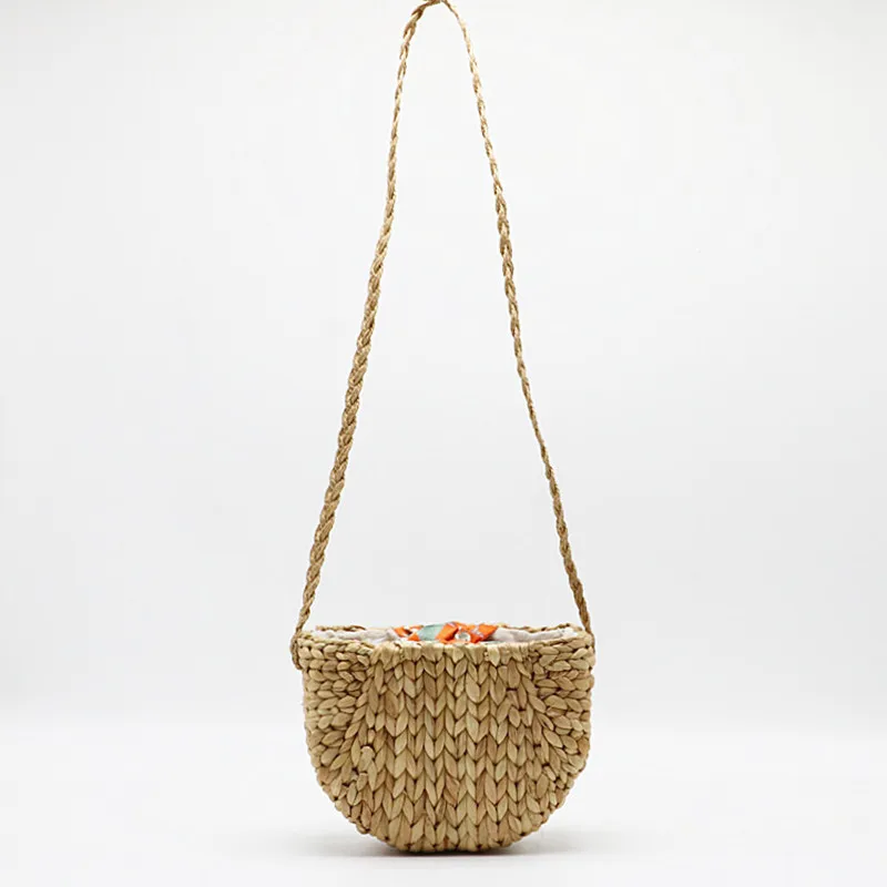 Summer Pumpkin Grass Strap Shoulder Bag Crossbody Woven Scarf Silk Tie Beach | Багаж и сумки
