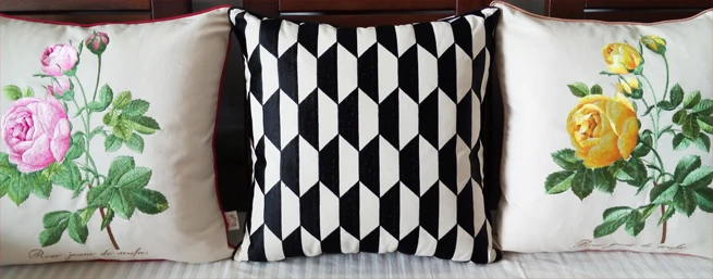 P002 3 шт совпадающий стиль ручной работы вышитый цветок хлопок наволочка без