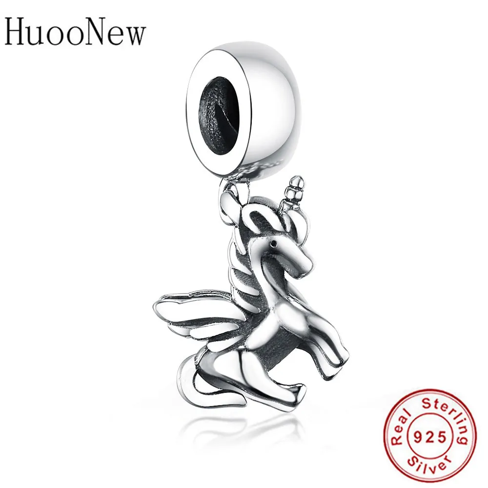 Only Charm 925 стерлингового серебра пони, единорог лошадь заявление ожерелье и кулон Femme цепь чокер подарок религиозная Bijoux DIY - Окраска металла: Only Charm