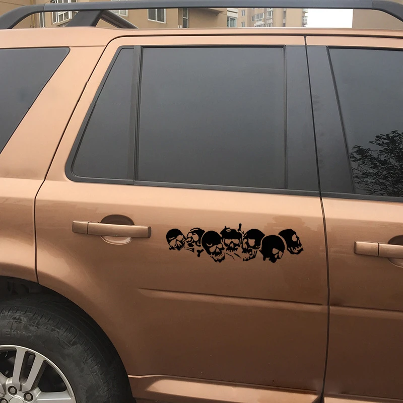 10 PCS 23*6.7CM Scary Skull Car Sticker Whole Body Vinyl Covers Auto Accessory Refitting DIY Black White Skeleton | Автомобили и