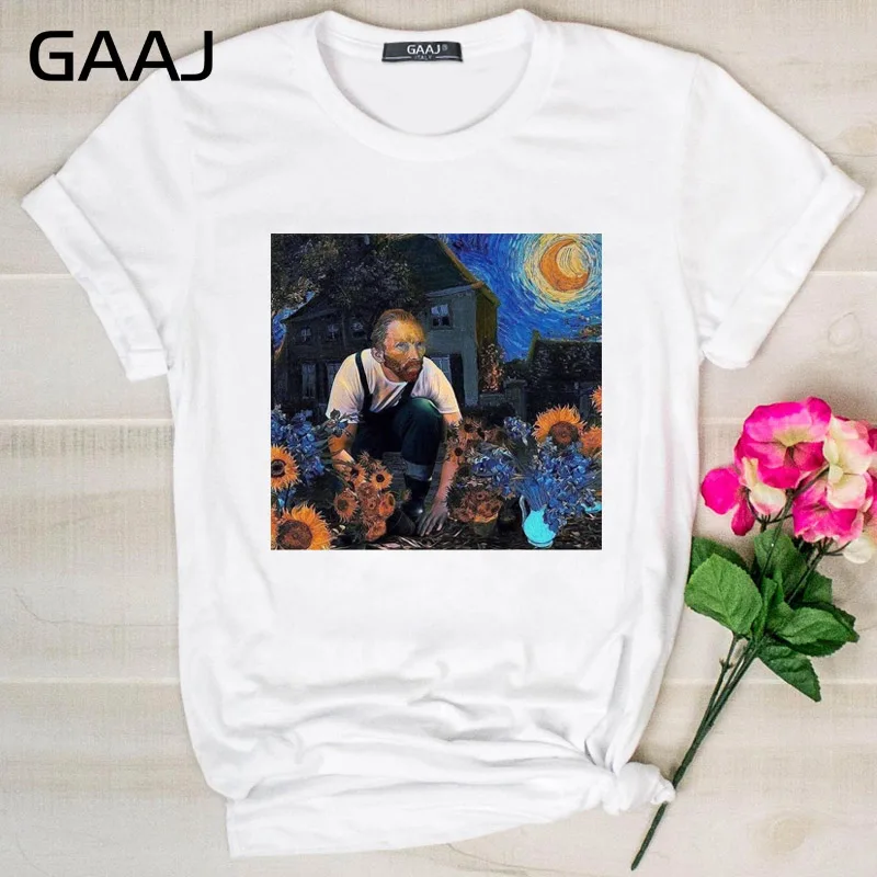 13 GAAJ "Van Gogh Van Goghing Van Gone", Футболка для женщин, женские футболки, одноцветная Футболка с принтом размера плюс, дизайнерская футболка для влюбленных 8YCDH - Цвет: 13