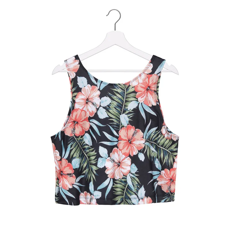 2016 женщины лето свободного покроя короткие топы полный печать женщин обрезать