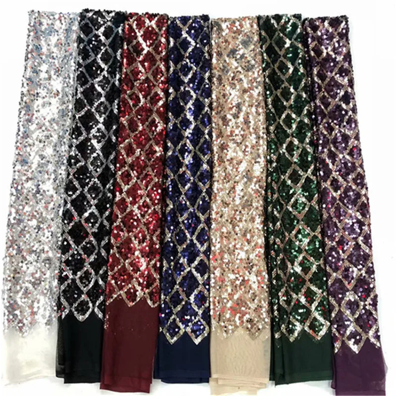 Серебристо-белая африканская французская сетчатая кружевная ткань с блестками