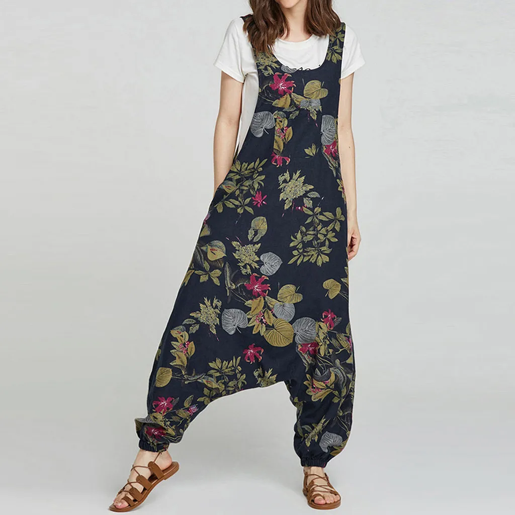 NY JAYCOSIN Girls Loose Solid Jumpsuit Strap Dungaree Harem Trousers Ladies Overall Pants Printing Art Loose Pants Street Elastic - Цвет: NY