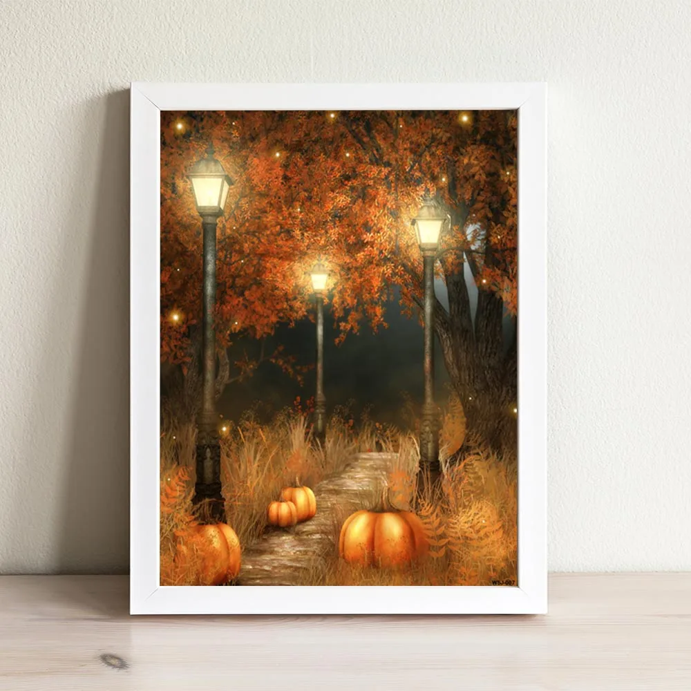 Allenjoy Хэллоуин постеры Pumpkins уличный светильник елки трава фестиваль картины