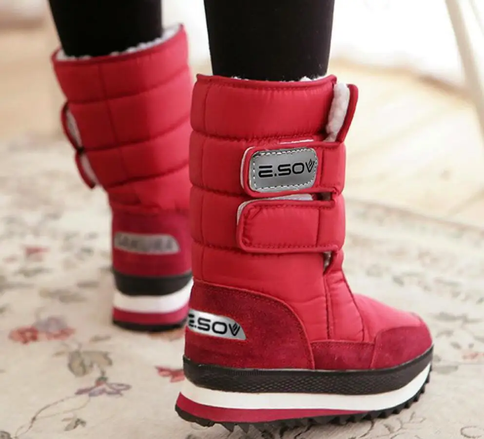 Женские зимние ботинки Женская водонепроницаемая обувь на плоской подошве Botas