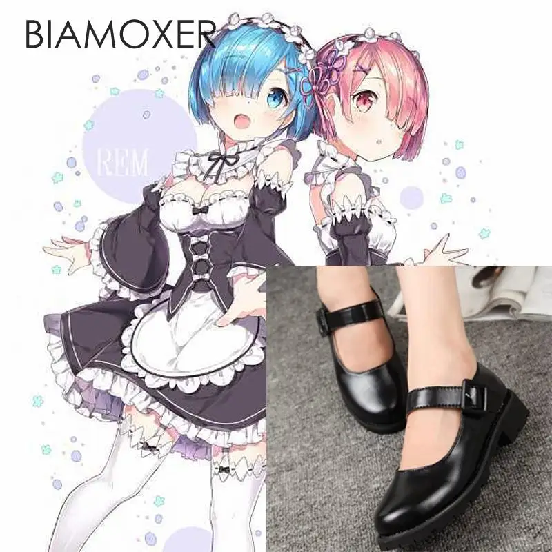 Женские туфли на низком каблуке Biamoxer Re:Zero kara Hajimeru Isekai Seikatsu Ram Rem Kasugano Sora|Туфли| |