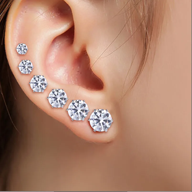 Серьги гвоздики из нержавеющей стали с фианитом 6 пар|earrings set|earings sets studstud earrings |