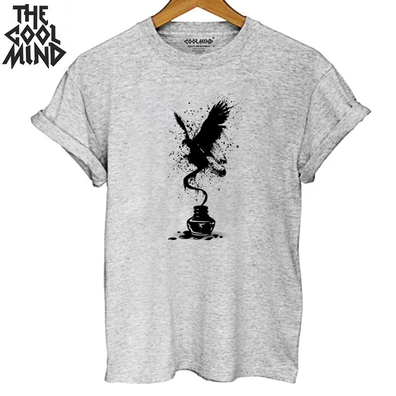 qi0402B-1GREY COOLMIND, хлопок, короткий рукав, летняя женская футболка, повседневная, свободная, женская футболка с круглым вырезом, трикотажная футболка, женские футболки - Цвет: qi0402B-1GREY