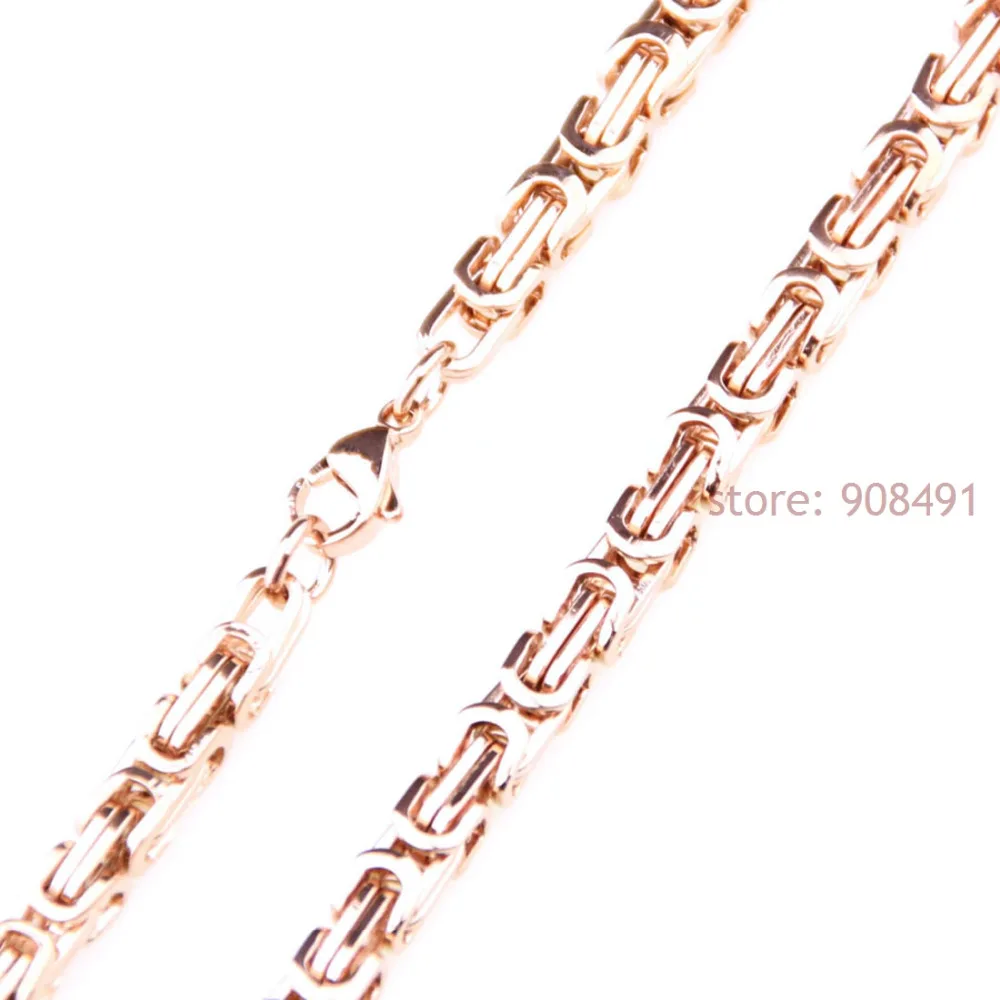 Мужская Византийская Цепочка Из Нержавеющей Стали Под розовое золото 6 мм 7 40