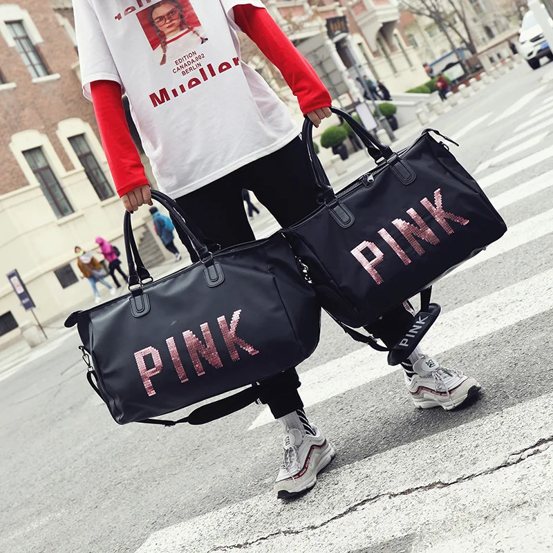 Женская спортивная сумка с блестками для фитнеса тренировок путешествий большая