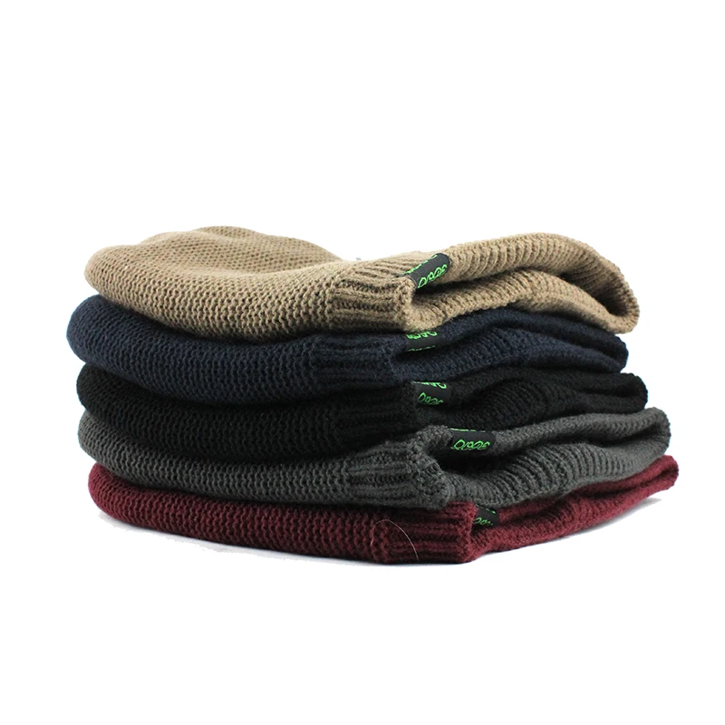 [FLB] Wool Men's Winter Hats Fashionable Knit Black Autumn Thick and Warm Skullies Peas Soft Knitted WoolenF18047 | Аксессуары для