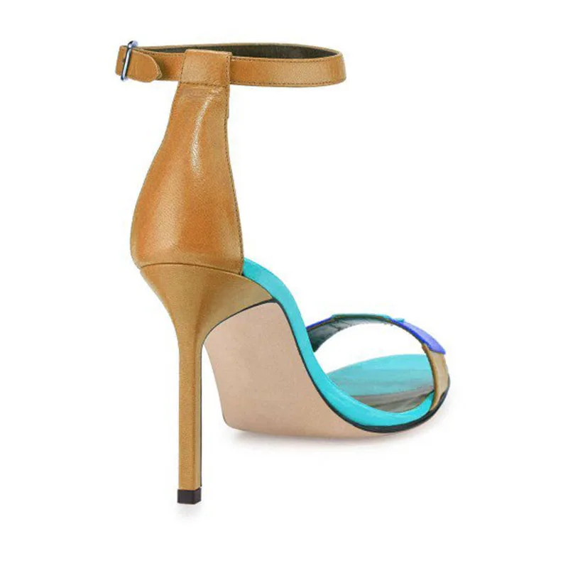

Esther Blue Colorful Buckle Ankle Strap Thin High Heels Sandals Open Toe Stiletto Heel Sandals Summer Woman Shoes 2019 US 16 FSJ