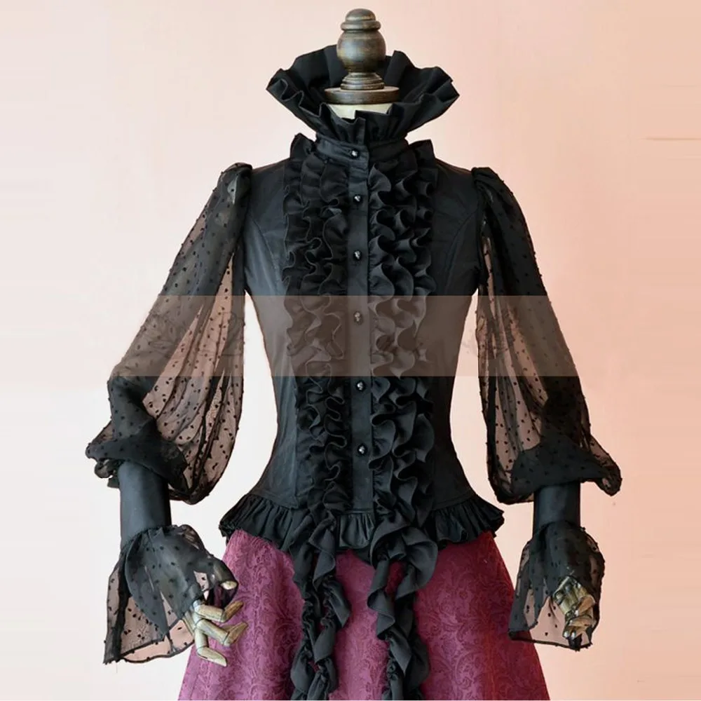 Женская рубашка в стиле стимпанк винтажная Виктория готика костюм Офисная