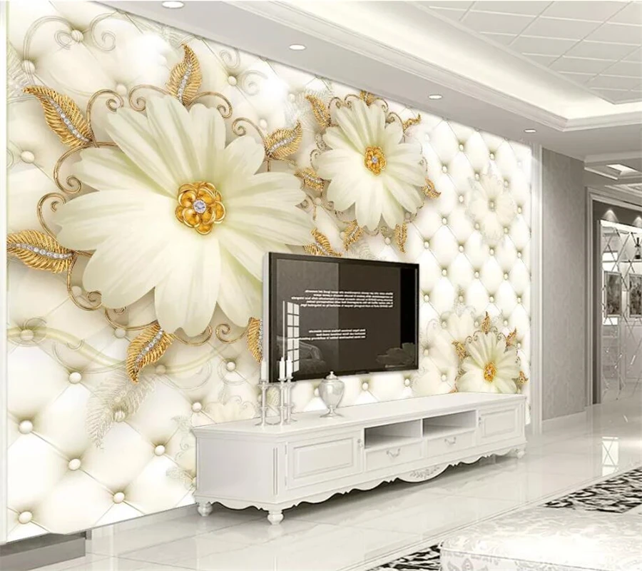 Обои на заказ 3d фотообои роскошные золотые украшения цветок мягкая сумка