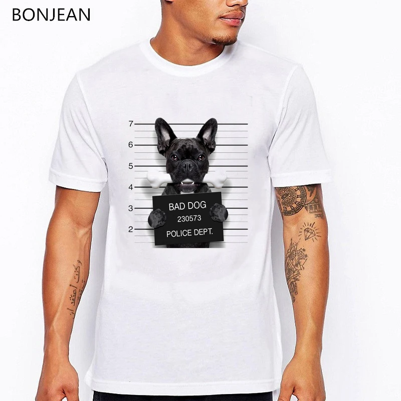 

High quality bad dog animal design t shirt men french bulldog Chihuahua pug printed tshirt mens funny t shirts homme summer tops