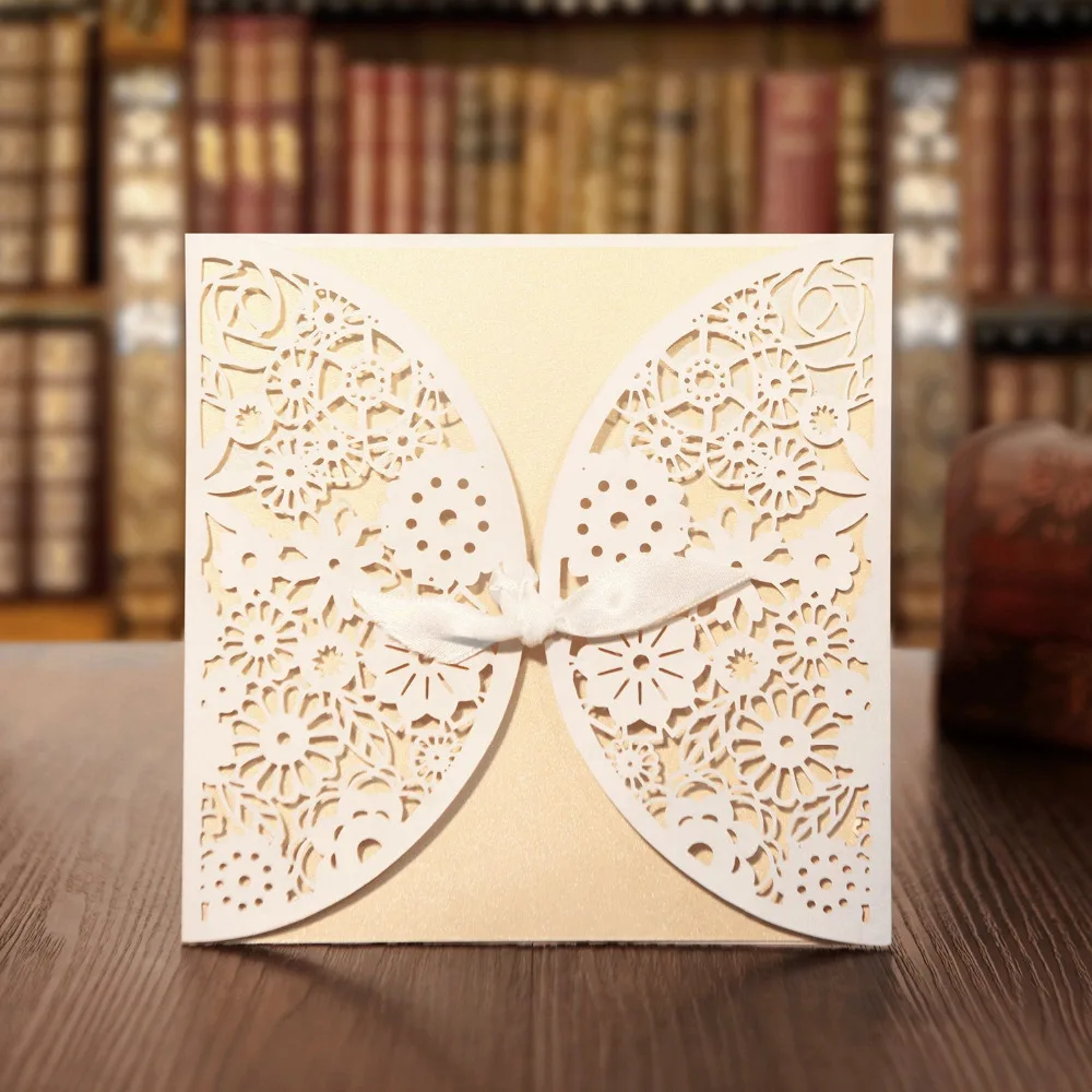 KAZIPA 25 шт набор лазерная резка Пригласительные открытки кружева Lasercut приглашений