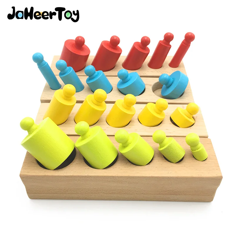

Детские деревянные игрушки jahoutoy, цветные цилиндрические игрушки для детей, развивающие геометрические сборные блоки Монтессори