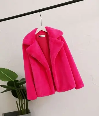 rose Новинка, осенне-зимние женские пушистые пальто и куртки из искусственного меха, женская 10 видов цветов, мягкая верхняя одежда из искусственного меха, повседневное пальто для женщин - Цвет: rose